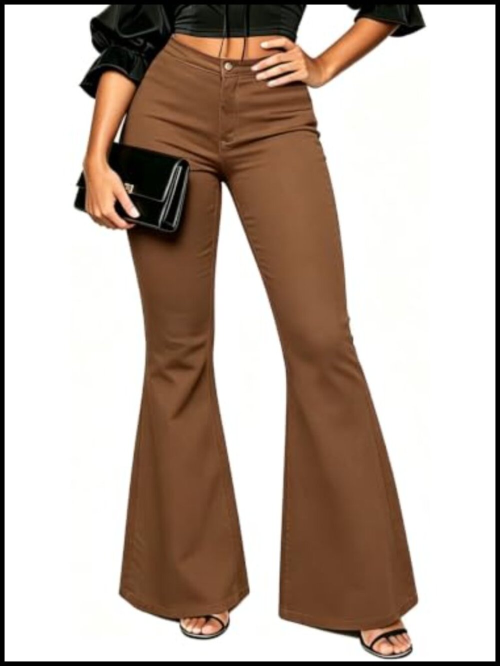 Women's Skinny Bell Bottom Jeans High Waisted Flared Stretch Denim Pants